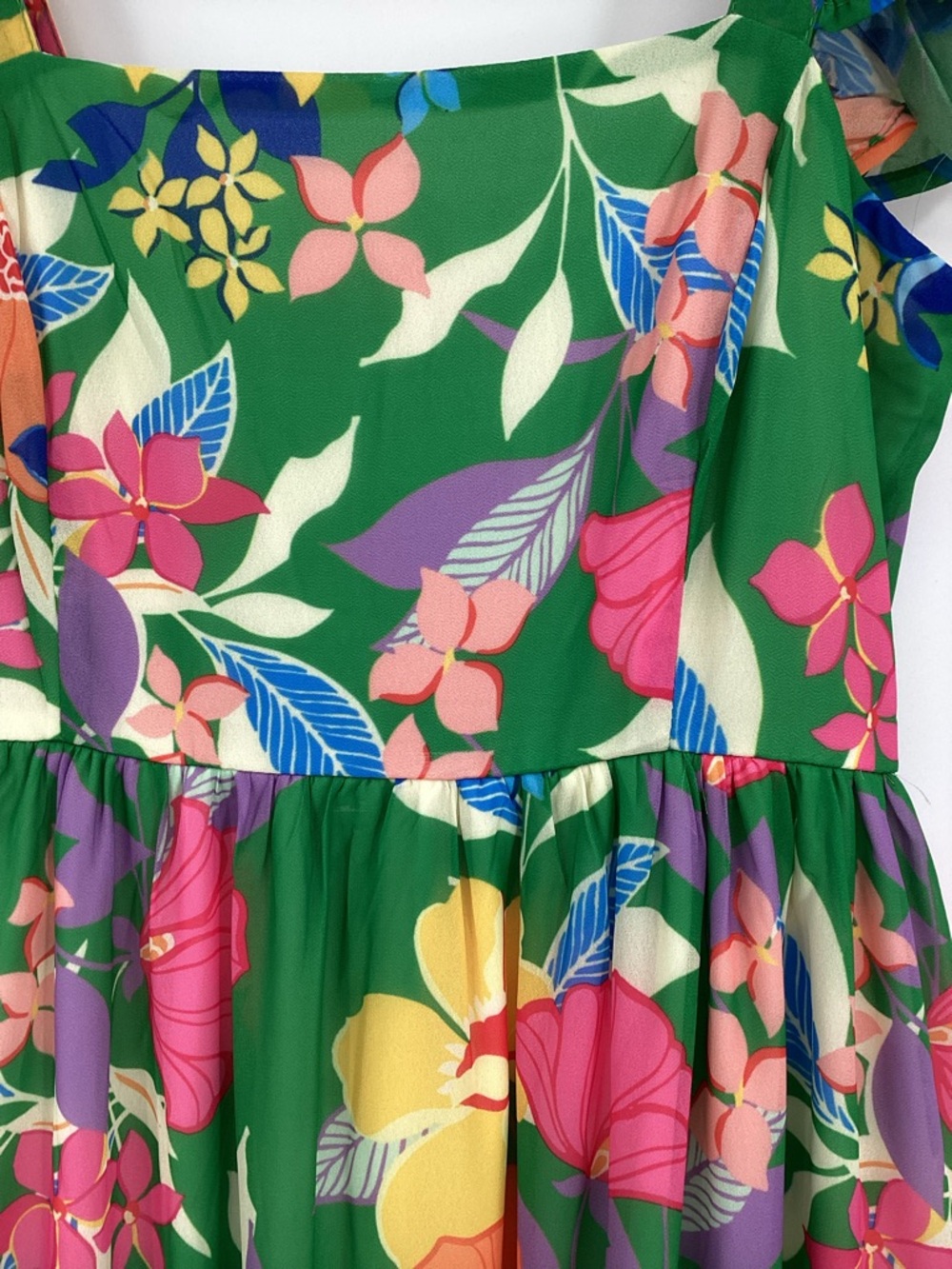 Flying Tomato Green Floral Ruffle Maxi Dress with Multicolor Floral Print - Picture 5 of 13